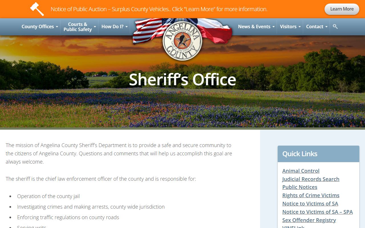 Angelina County Sheriff's Office jail roster