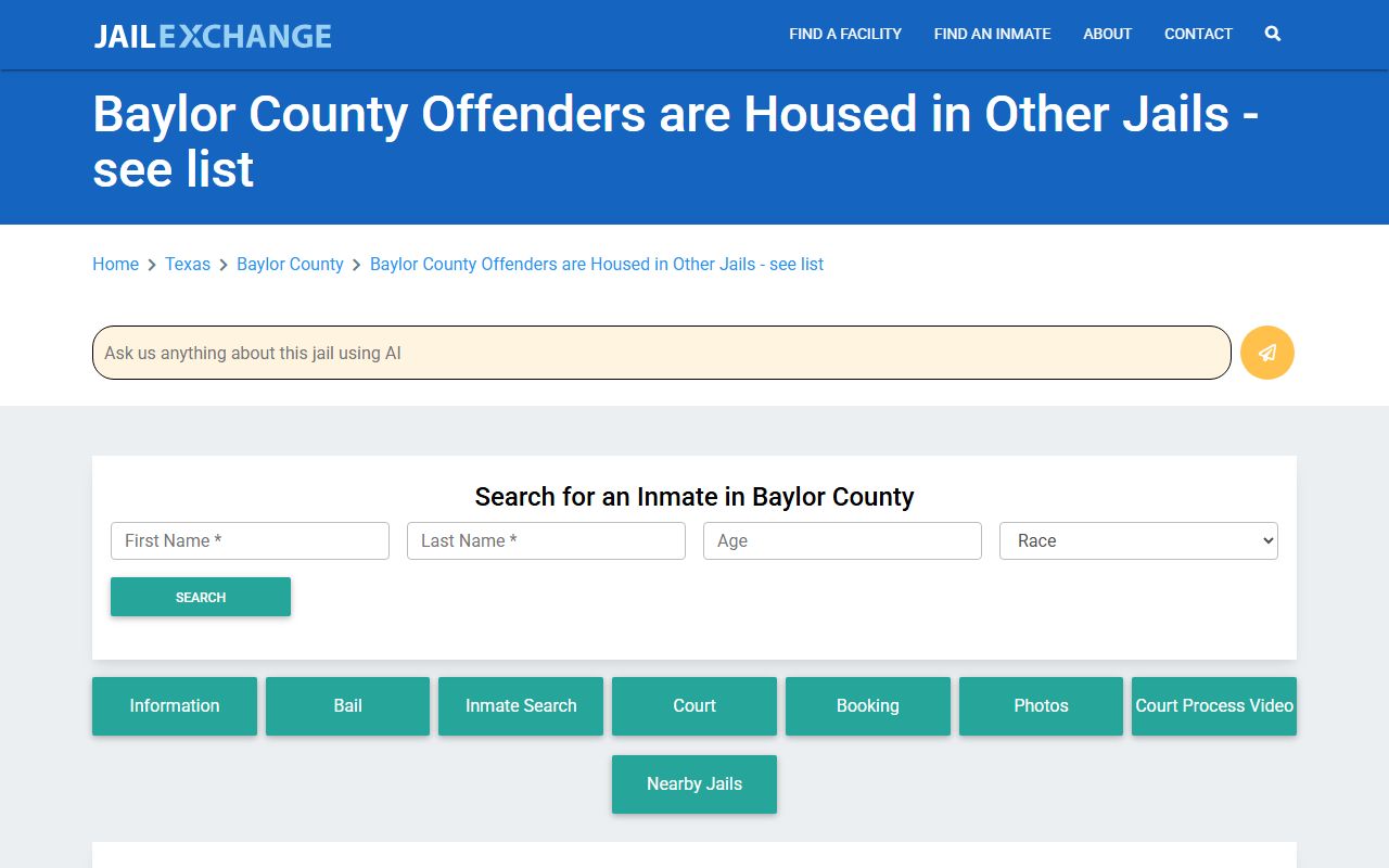 Baylor County Jail Roster Jail Exchange
