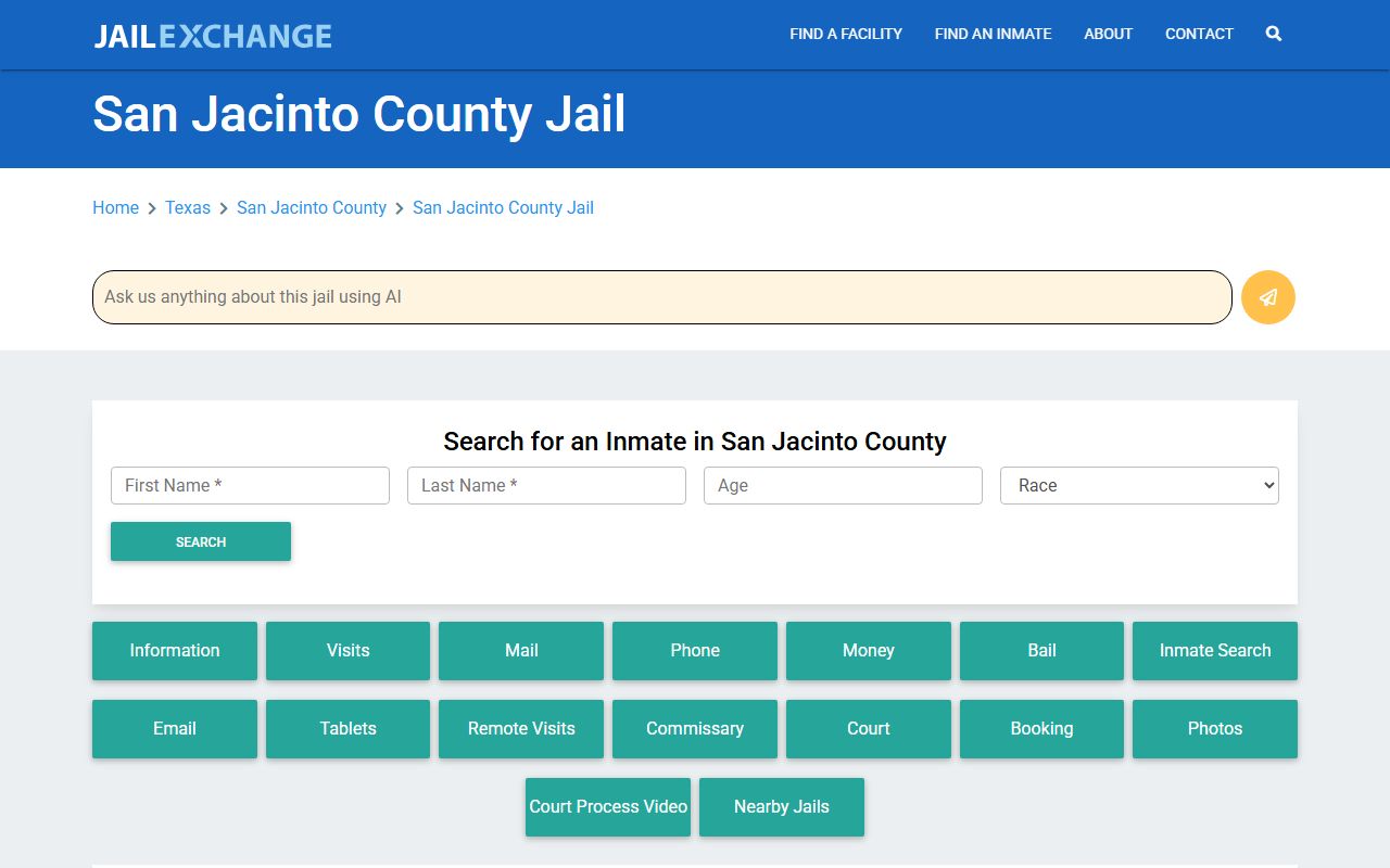 San Jacinto County Jail Roster Jail Exchange