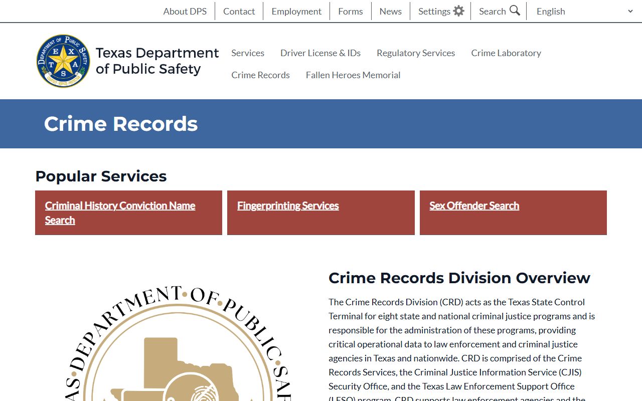Texas DPS Crime Records Division Jail Roster